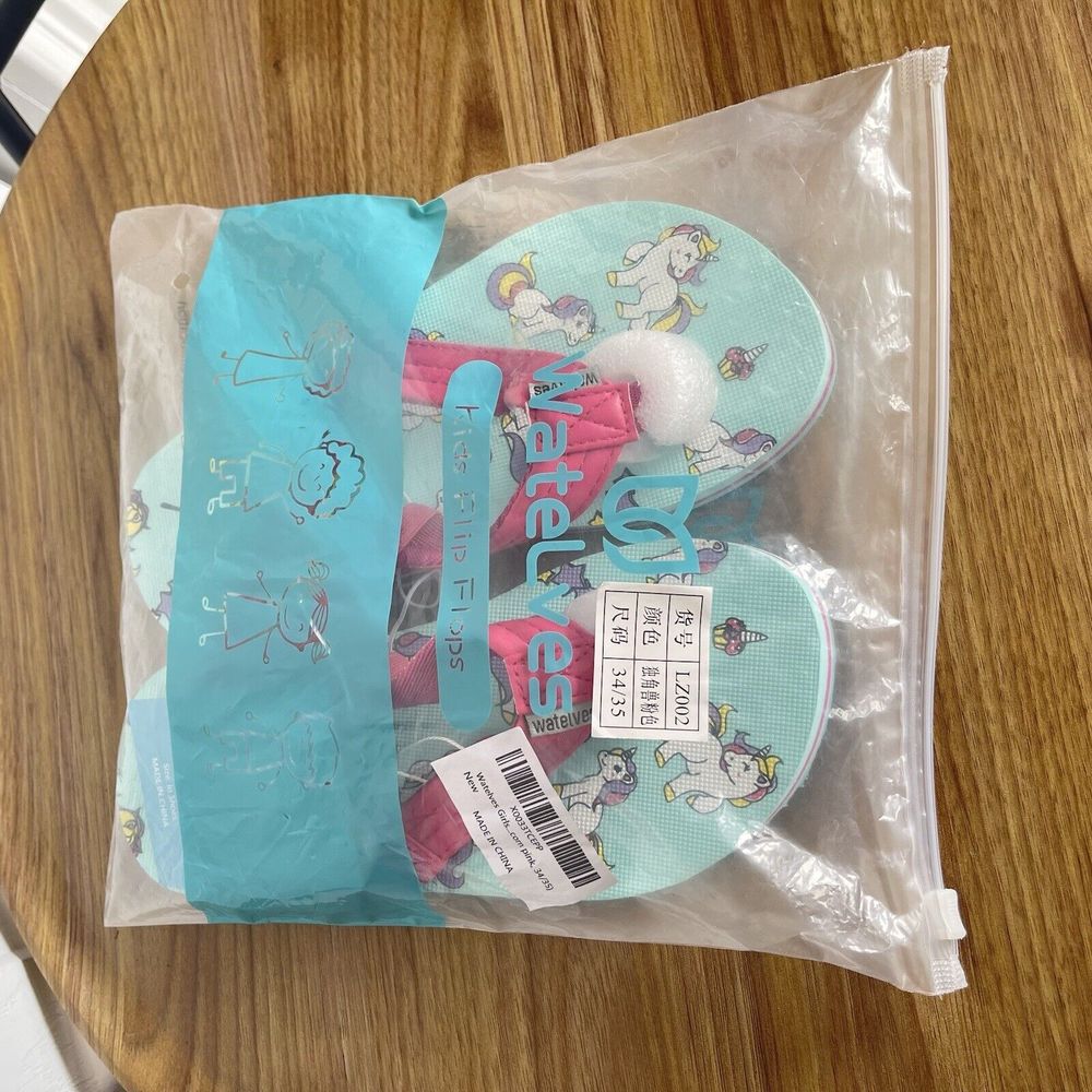 New WateLves Girls Flip Flops Pink Size 2-3 Toddler Unicorn New - Picture 11 of 13